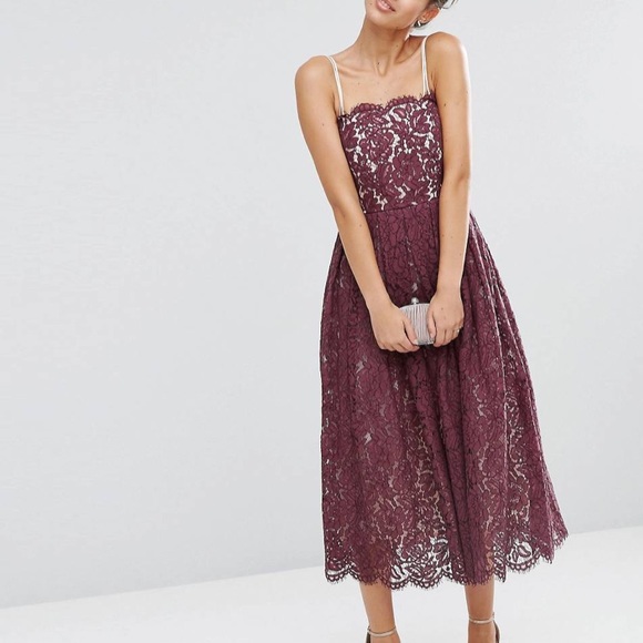 open lace back dress Rent ASOS DESIGN Petite Structured Prom Mini Dress With Curved Neckline  Detail In Mauve main image 0